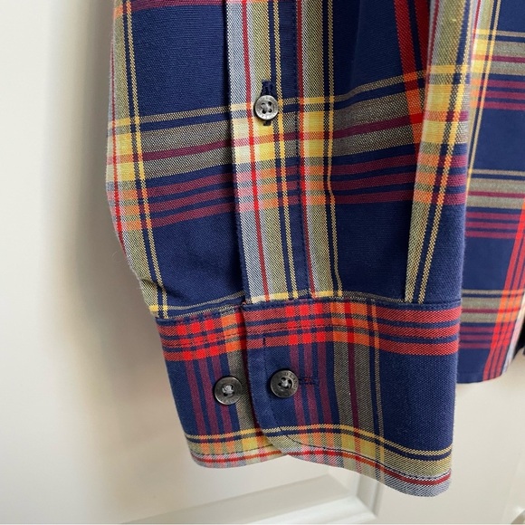 Lands End Men’s Cotton Button Down Plaid Long Sleeve Traditional Fit Shirt - Picture 2 of 9